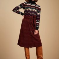 Lola Button Skirt Earl Grey