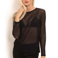 Mesh Bluse sort