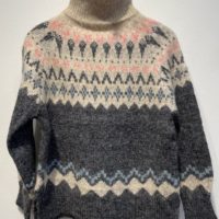 Rullekrave Strik m/mønster grey