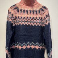 Rullekrave Strik m/mønster navy