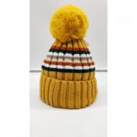 Stribet hue m/kvast mustard