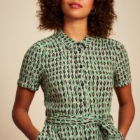 Olive Midi Dress Bowling closeup