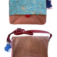 Ingrid Suede Flip Bag turquoise gold camel