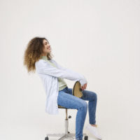 BYmmpimba Long Cardigan blue chair