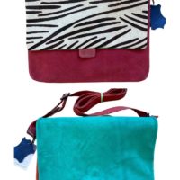 Ingrid Suede Flip Bag Zebra Green
