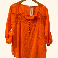 Skjorte m/blonde og paillet orange front