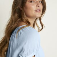 Amber SS Tunic blue closeup
