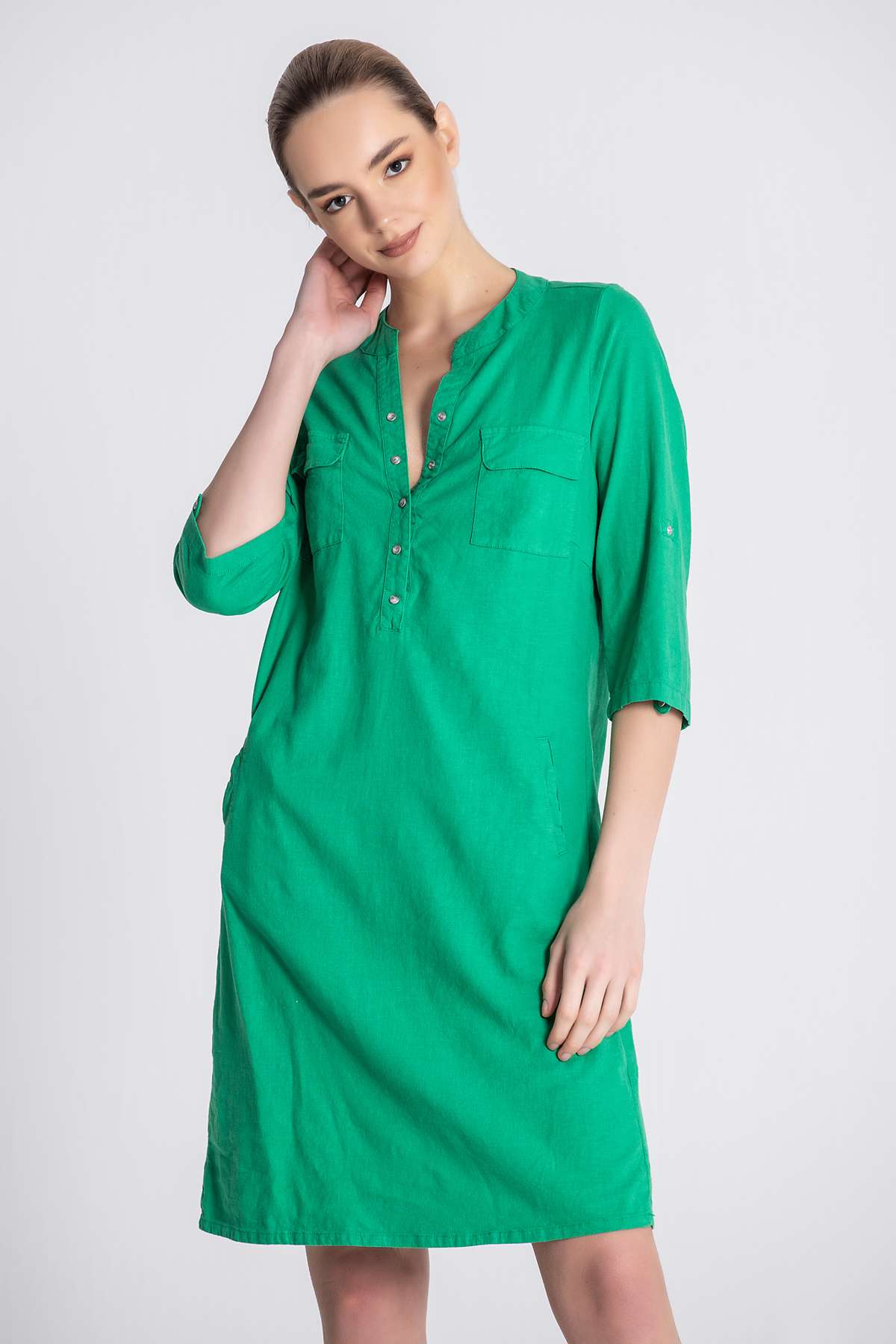 Ella Green Dress closeup