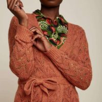 Cardi Midi Tosca spicey brown closeup