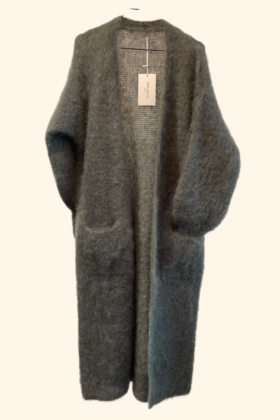 Long Mohair Cardigan army