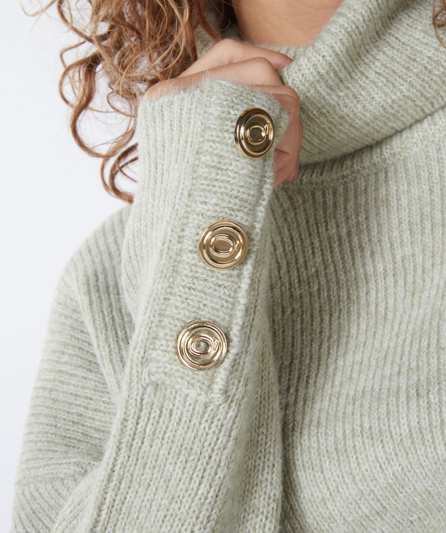 Buttons Melange Sweater sleeve