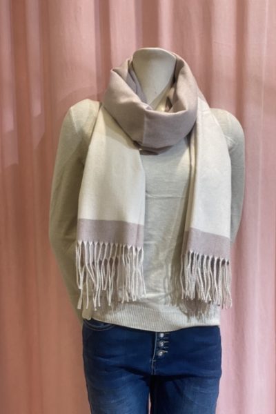 Big Check Scarf white/taupe