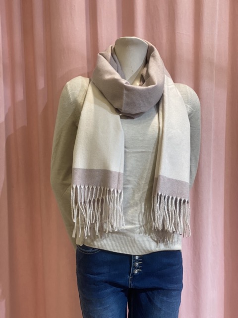 Big Check Scarf white/taupe