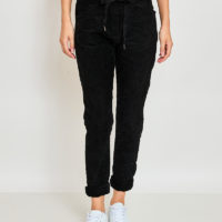 Black Corderoy Stretch Pant front