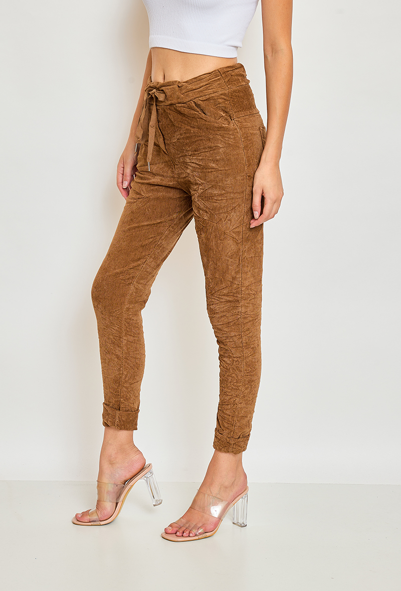 Camel Corderoy Stretch Pant side
