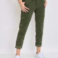 Kaki Corderoy Stretch Pant