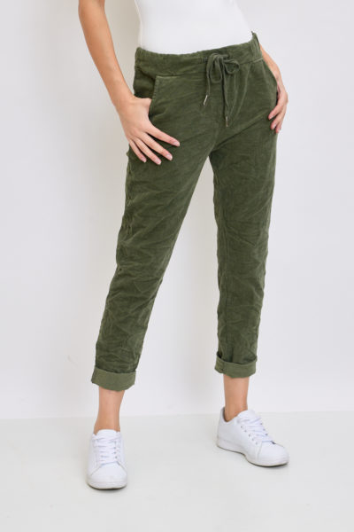 Kaki Corderoy Stretch Pant