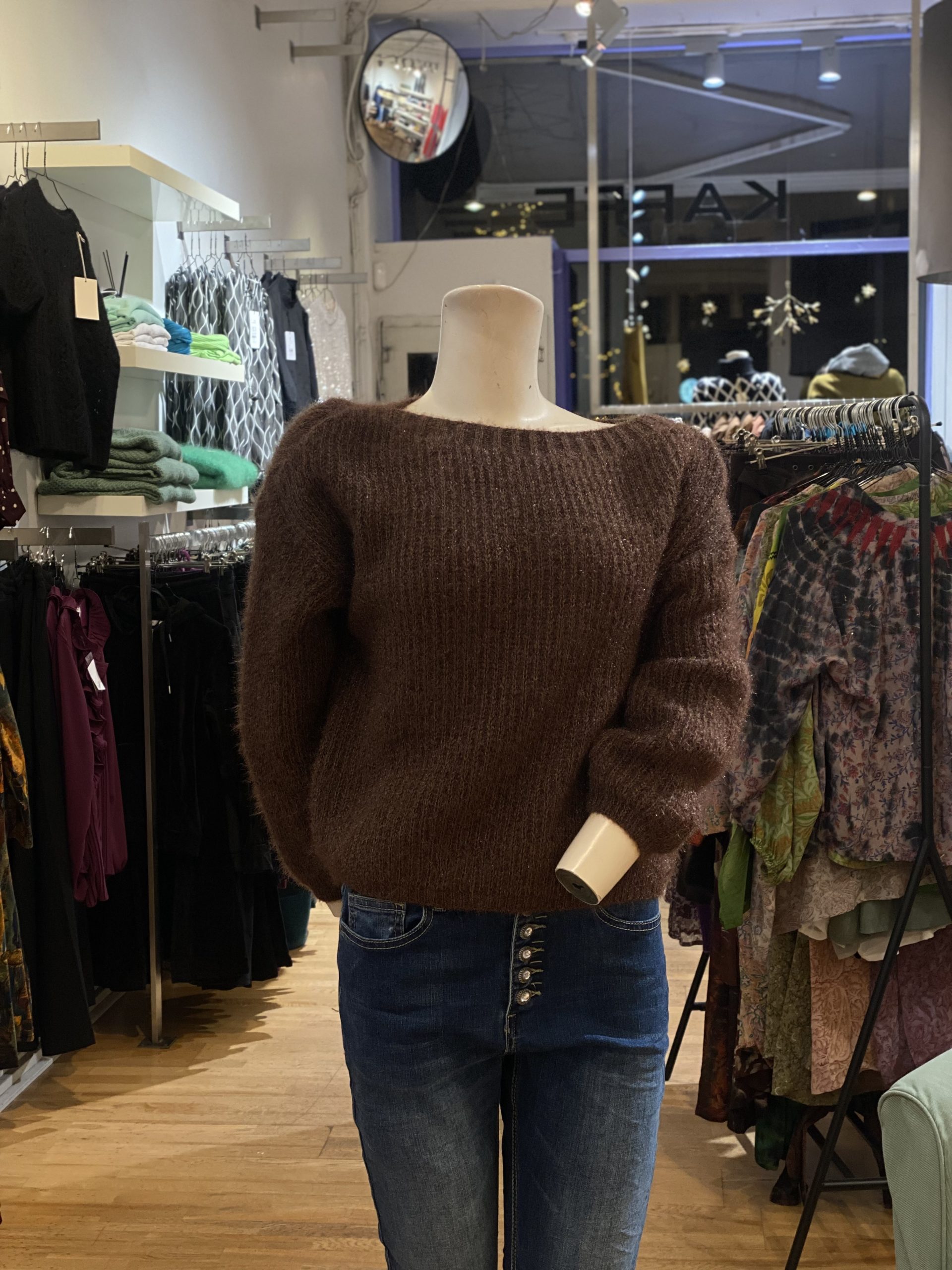 Brown Boat Neck Knit