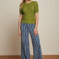 Agnes Puff Green Top Herrero with blue flare pants