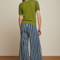 Agnes Puff Green Top Herrero with blue flare pants back