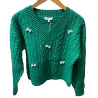 Pearl Bow Green Knit
