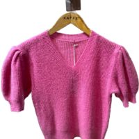 Pink V-neck knit