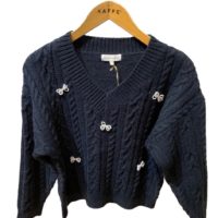 Pearl Bow Black Knit