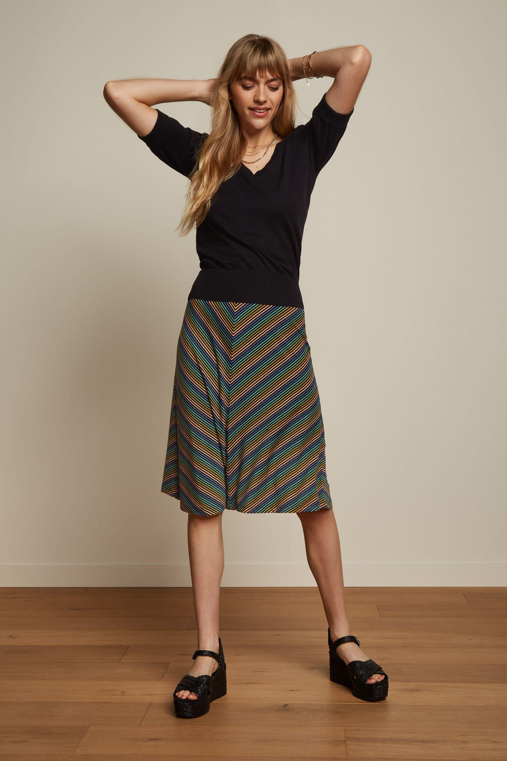 Juno Black Skirt Mariani Stripe
