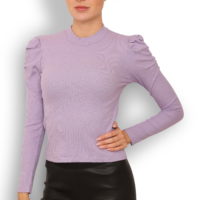Lilla Rib Bluse med Pufærme