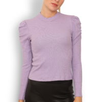 Lilla Rib Bluse med Pufærme
