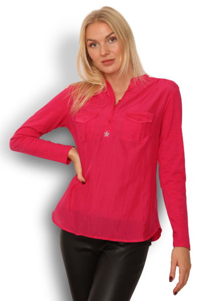 Pink Silke/ Bomuld Skjorte