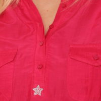 Pink Silke/ Bomuld Skjorte