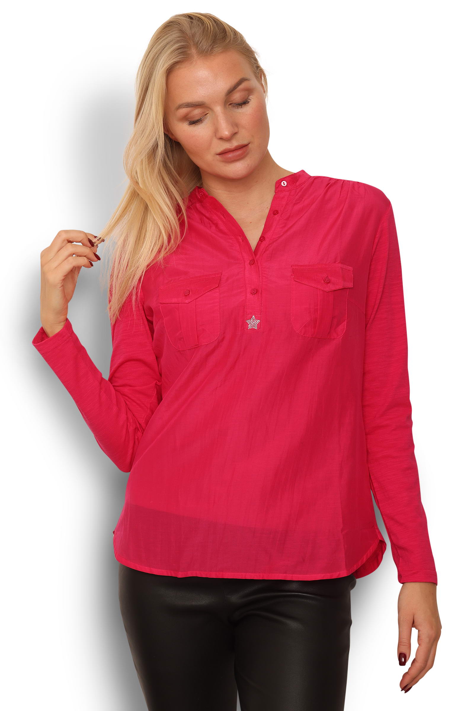 Pink Silke/ Bomuld Skjorte