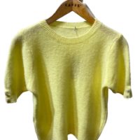 Yellow Flower Button Knit