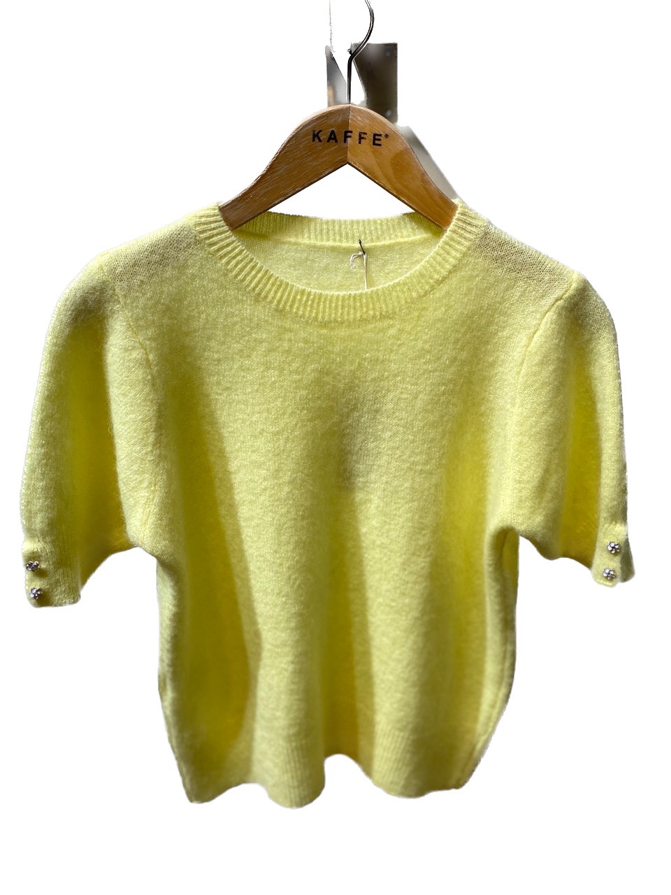 Yellow Flower Button Knit