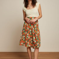 Valeria Skirt Keylime matched with white shirt