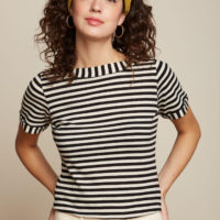 Boat Neck Stripe Chopito on black haired model