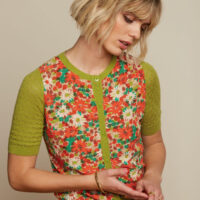 Ajour Knit Cardi Keylime front