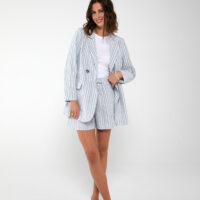 Annali Stribe Linen Shorts set front