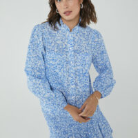 Tiffany Blue Print Shirt closeup