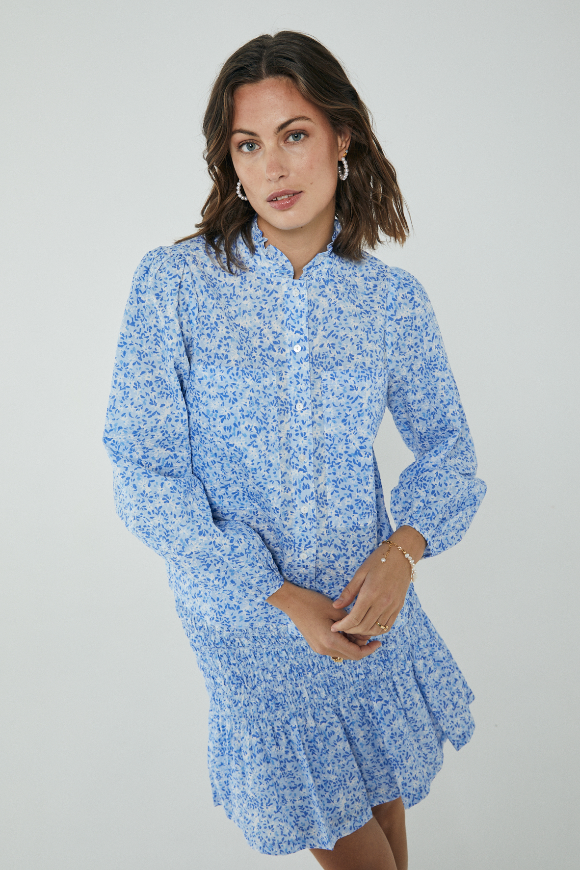 Tiffany Blue Print Shirt closeup