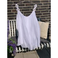 Flower Strap Blouse white