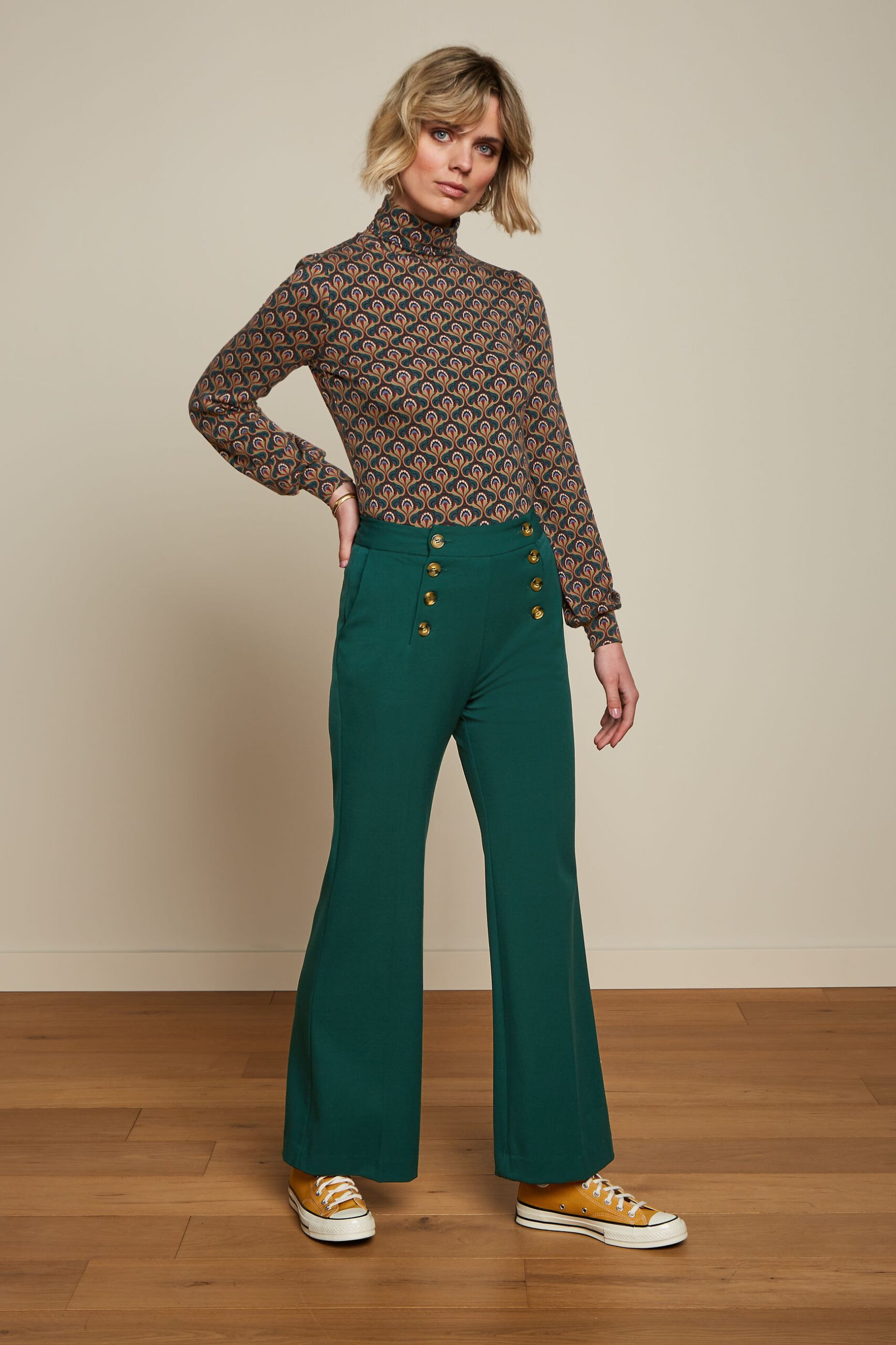Sally Pine Green Pants Broadway front