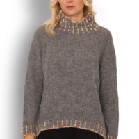 Grey Oversize Strik m/Turtleneck front