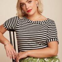 Boatneck Black Chopito Stripe Top