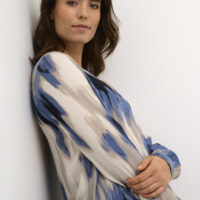 KAbeathe Blue Print Blouse closeup