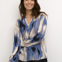 KAbeathe Blue Print Blouse front