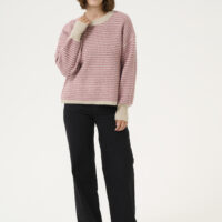 KAellery Feather Gray/ Rose Knit Pullover front