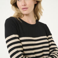 KAlizza Black/Feather Gray Stripe Pullover closeup