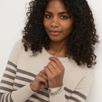 KAlizza Gray/Brown Stripe Pullover closeup